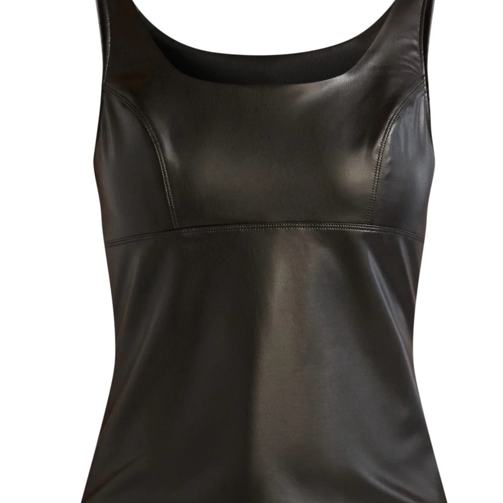 Sleek Black Faux Leather Tank Top